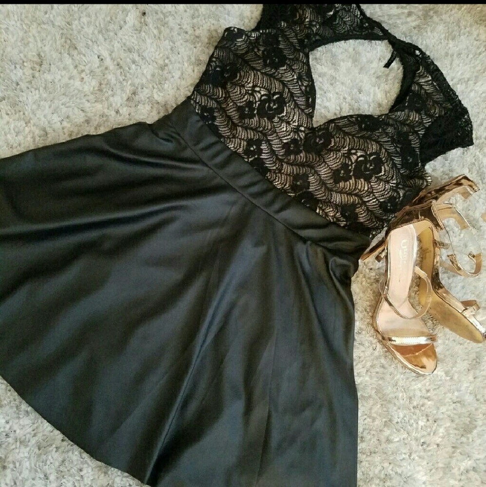 Black dress with lace top
